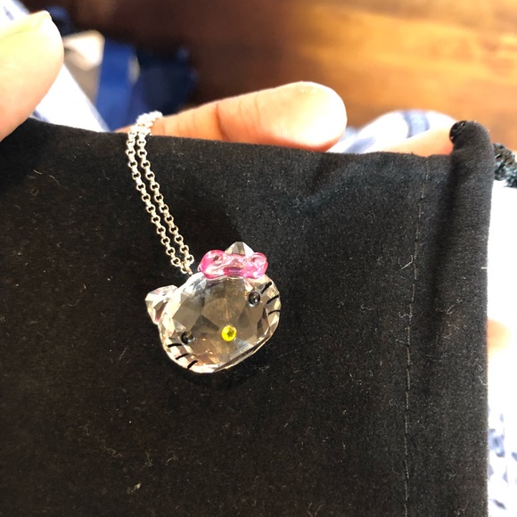 - 925 stamped hello kitty pendant Swarovski crystal necklace - not swan … - Picture 12 of 13
